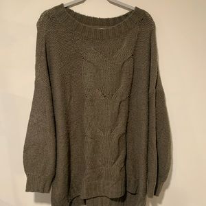 XL Aerie Cable Knit Sweater - Olive